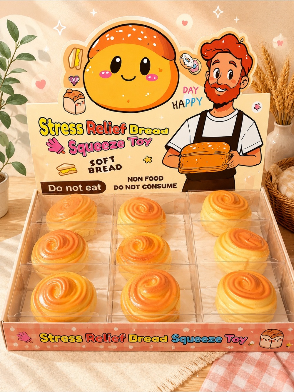 Squeeze Soft Bread Squeeze Toy - Yellow/Orange